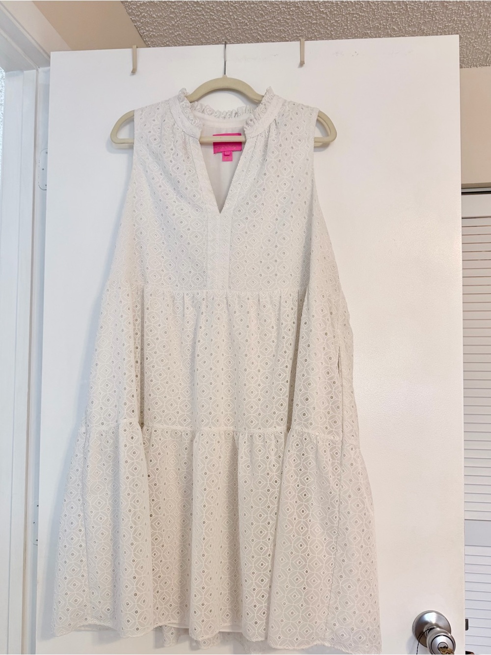 Lilly Pulitzer White Eyelet Sleeveless Tiered Dress